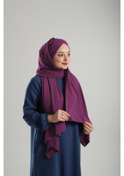 Şarabi Pratik Hazır Geçmeli Bone Şal Krep Mevsimlik Tek Bantlı 1453K_08