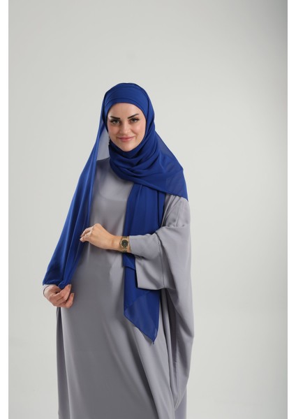 Saks Mavisi Pratik Hazır Geçmeli Bone Şal Şifon Çapraz 2001_24