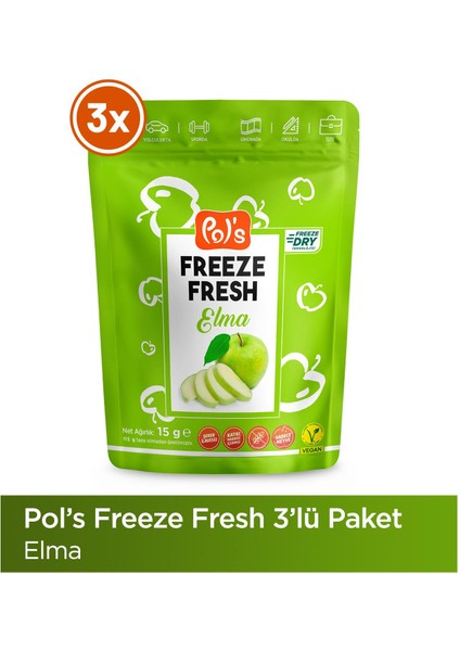 Pol's Freeze Fresh Elma 3 adet x 20 g Dondurularak Kurutulmuş Meyve
