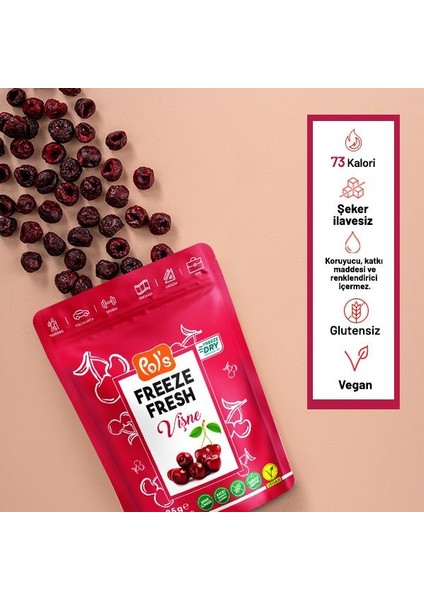 Pol's Freeze Fresh Vişne 25 GR x 7 Adet Freeze Dry Dondurularak Kurutulmuş Meyve