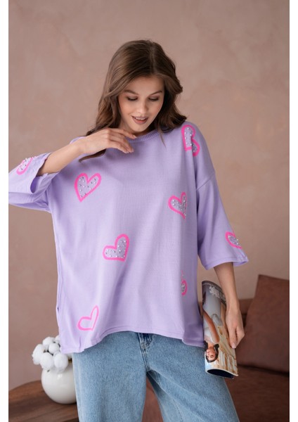 Kadın Taş Işlemeli Salaş Triko Kazak modelleri