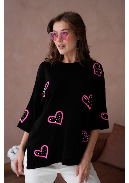 Kadın Taş Işlemeli Salaş Triko Kazak fiyatları