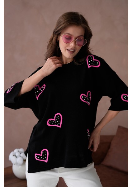 Kadın Taş Işlemeli Salaş Triko Kazak fırsatları