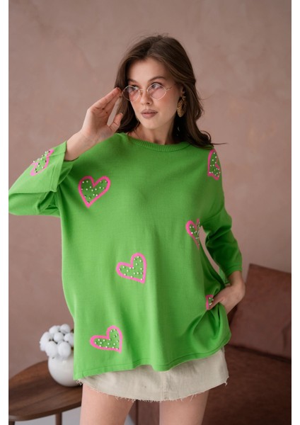 Kadın Taş Işlemeli Salaş Triko Kazak fiyatları