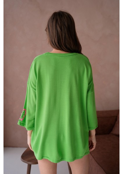 Kadın Taş Işlemeli Salaş Triko Kazak indirimleri