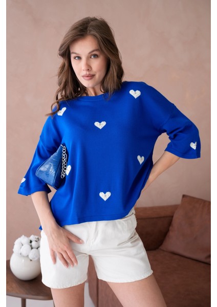 Kadın Bisiklet Yaka Taş Işlemeli Salaş Triko Kazak fırsatları