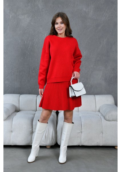 Kadın Bisiklet Yaka Lurex Salaş Etekli Triko Takım fiyatları