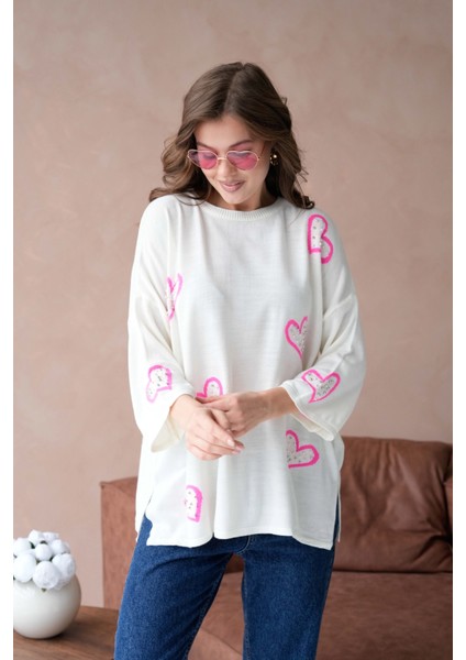 Kadın Taş Işlemeli Salaş Triko Kazak fırsatları