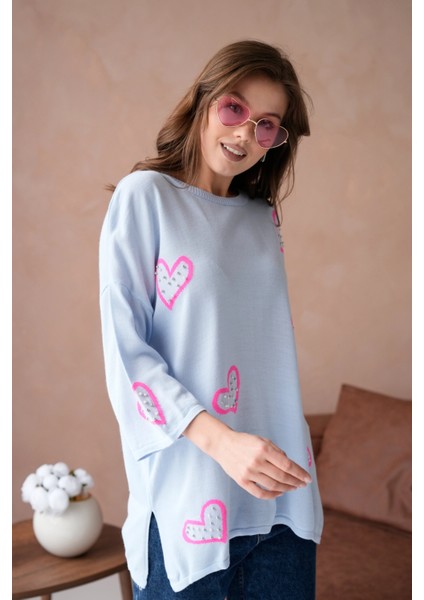 Kadın Taş Işlemeli Salaş Triko Kazak fiyatları