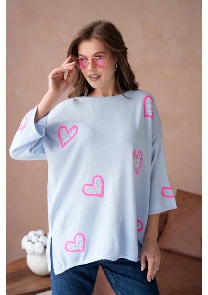 Kadın Taş Işlemeli Salaş Triko Kazak modelleri