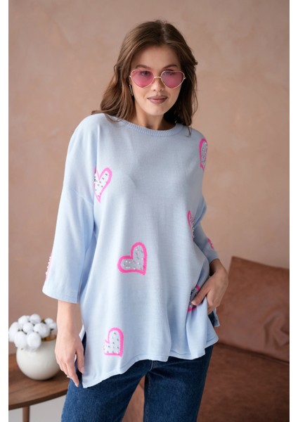 Kadın Taş Işlemeli Salaş Triko Kazak fırsatları