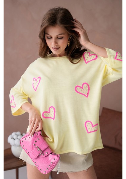 Kadın Taş Işlemeli Salaş Triko Kazak fiyatları