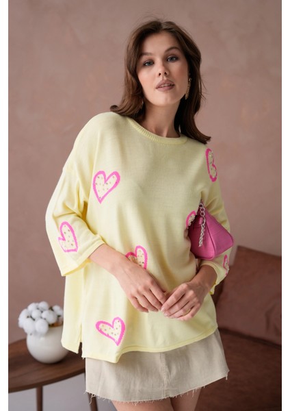 Kadın Taş Işlemeli Salaş Triko Kazak fırsatları