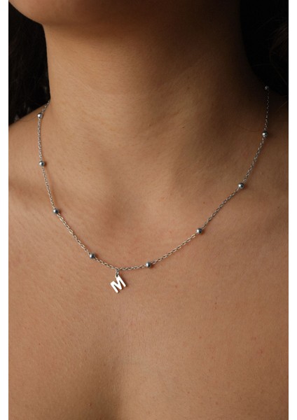 By Florya Jewelry Çelik Harfli Top Zincir Kolye Kararmaz 1 mm Minimal Günlük Kullanıma Uygun