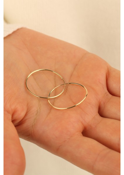 14 Ayar 2.5 cm Halka Altın Küpe 14CGKKP0016