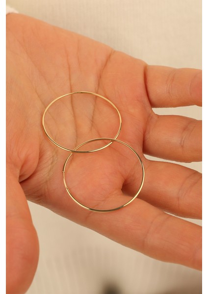 14 Ayar 3 cm Halka Altın Küpe 14CGKKP0014