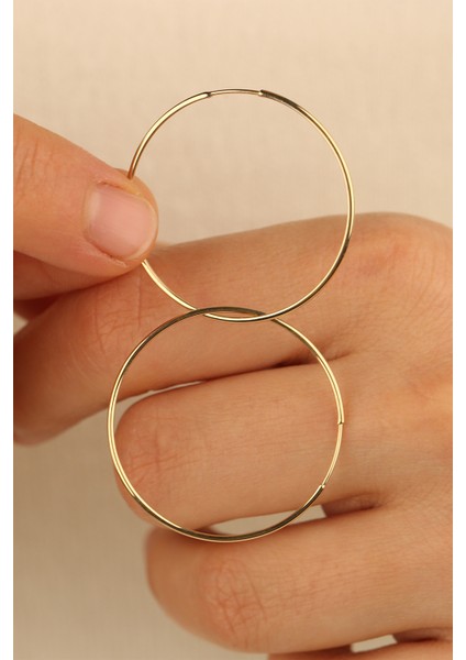 14 Ayar 3 cm Halka Altın Küpe 14CGKKP0014 fiyatları