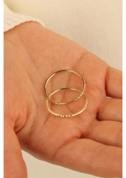 14 Ayar 2.3 cm Halka Altın Küpe 14CGKKP0015