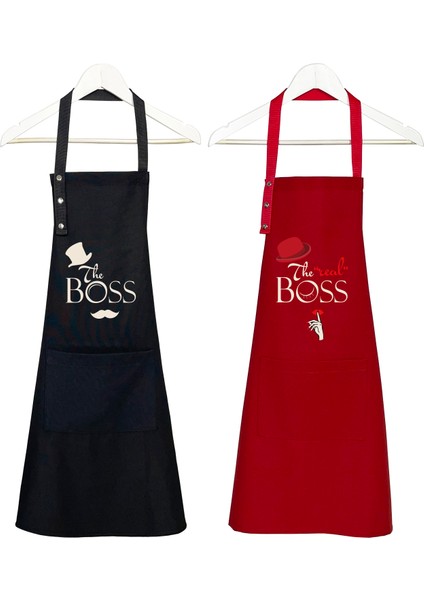 Kumaş Mutfak Önlüğü Seti 2'li Leke Tutmaz Su Itici %65 Pamuk %35 Polyester Boss - Real Boss Patron Önlük fiyatları