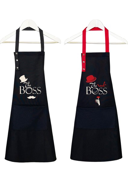 Kumaş Mutfak Önlüğü Seti 2'li Leke Tutmaz Su Itici %65 Pamuk %35 Polyester Boss - Real Boss Patron Önlük fiyatları