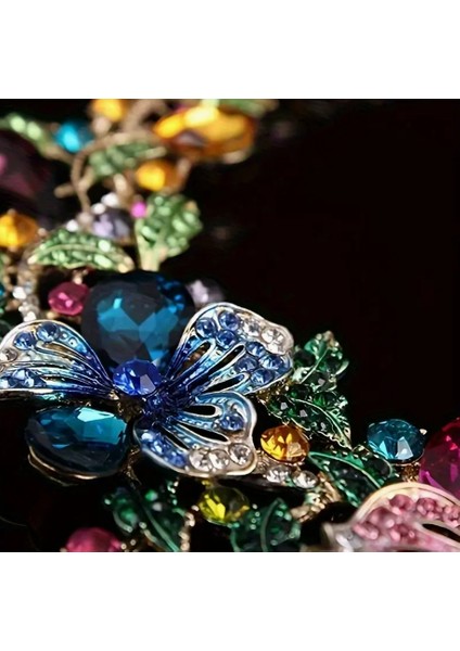 Gold Renkli Taşlı Çiçek Motifli Şık Gösterişli Kadın Kolye Küpe Set modelleri