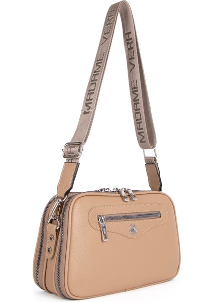 Çanta Çapraz Askılı Kadın Omuz Çantası Madame Vera MV070 Vizon