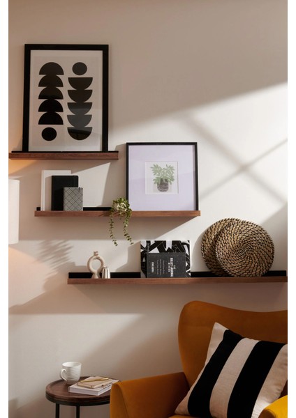 Modern Şık Dekoratif 3'lü Duvar Rafı Seti - 50 cm - 75 cm - 100 cm