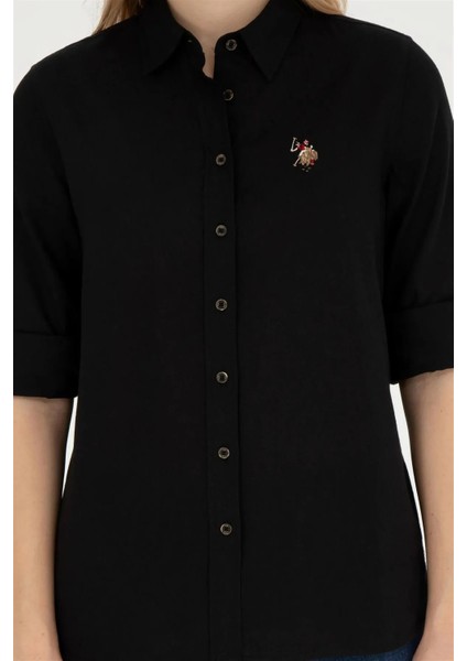 Kadın Uzun Kollu Keten Karışımlı Regular Fit Basic Gömlek 1840395 fırsatları