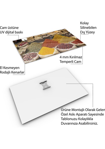 Türkiye Manzara Cam Tablo - Karışık - Yatay Motif 01-354