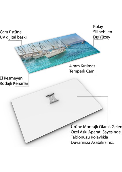 Türkiye Manzara Cam Tablo - Karışık - Yatay Motif 01-365
