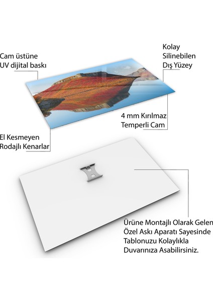Türkiye Manzara Cam Tablo - Karışık - Yatay Motif 01-162