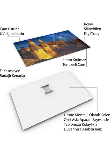 Türkiye Manzara Cam Tablo - Karışık - Yatay Motif 01-153