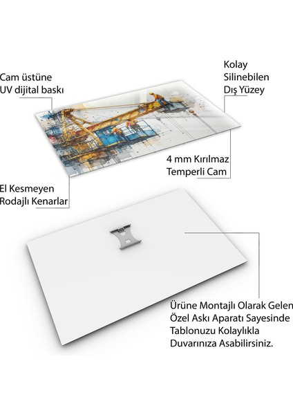 Mesleki Cam Tablo - Müteahhit - Yatay Motif 14-180