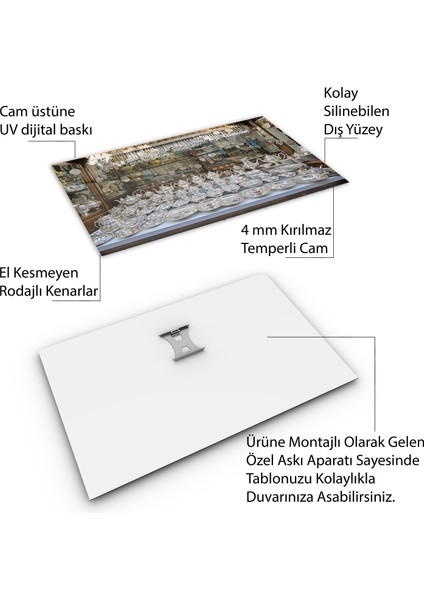 Türkiye Manzara Cam Tablo - Karışık - Yatay Motif 01-173