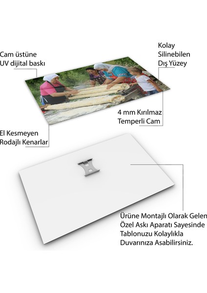 Türkiye Manzara Cam Tablo - Karışık - Yatay Motif 01-481