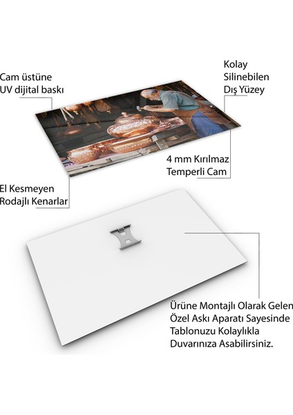 Türkiye Manzara Cam Tablo - Karışık - Yatay Motif 01-115