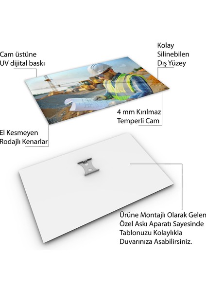 Mesleki Cam Tablo - Müteahhit - Yatay Motif 14-123