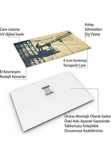 Mesleki Cam Tablo - Müteahhit - Yatay Motif 14-124