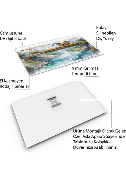 Mesleki Cam Tablo - Müteahhit - Yatay Motif 14-127
