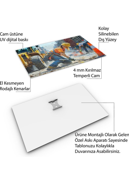 Mesleki Cam Tablo - Müteahhit - Yatay Motif 14-157
