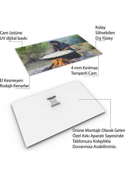 Türkiye Manzara Cam Tablo - Karışık - Yatay Motif 01-428