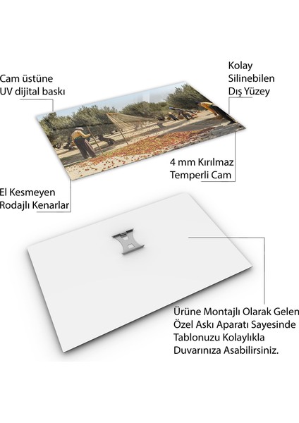 Türkiye Manzara Cam Tablo - Karışık - Yatay Motif 01-104