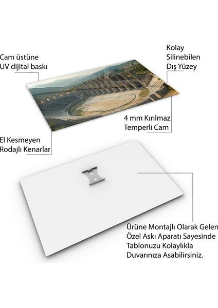 Doğa Manzaralı Cam Tablo - Anadolu - Yatay Motif 03-069