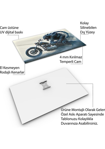 Arabalar Cam Tablo - Motosikletler - Yatay Motif 04-078