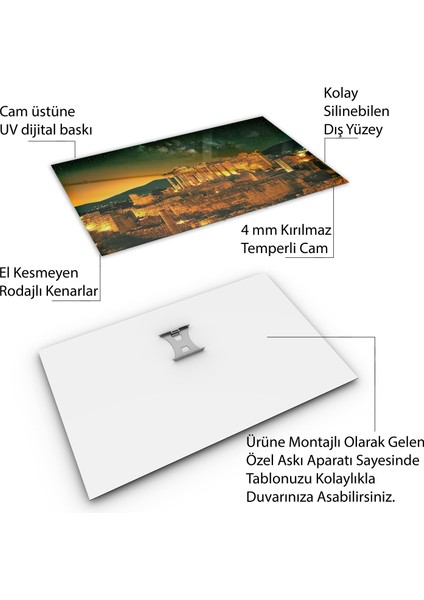 Doğa Manzaralı Cam Tablo - Anadolu - Yatay Motif 03-008