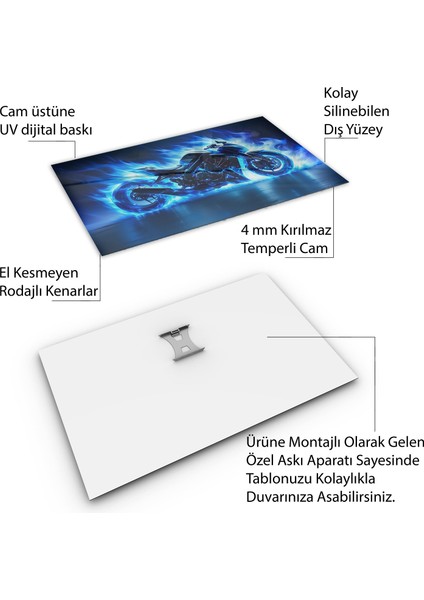 Arabalar Cam Tablo - Motosikletler - Yatay Motif 04-022