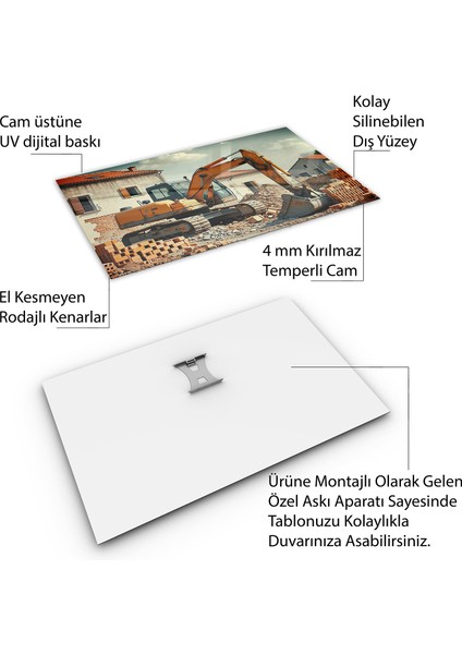 Mesleki Cam Tablo - Müteahhit - Yatay Motif 14-182