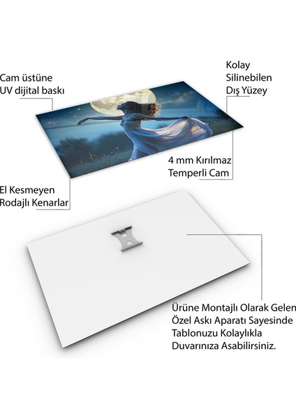 Insan Cam Tablo - Güzel Kadınlar - Yatay Motif 03-051