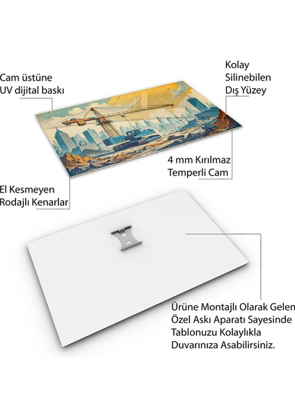 Mesleki Cam Tablo - Müteahhit - Yatay Motif 14-175