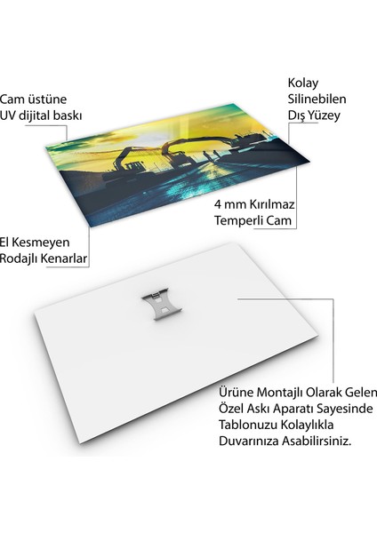 Mesleki Cam Tablo - Müteahhit - Yatay Motif 14-196
